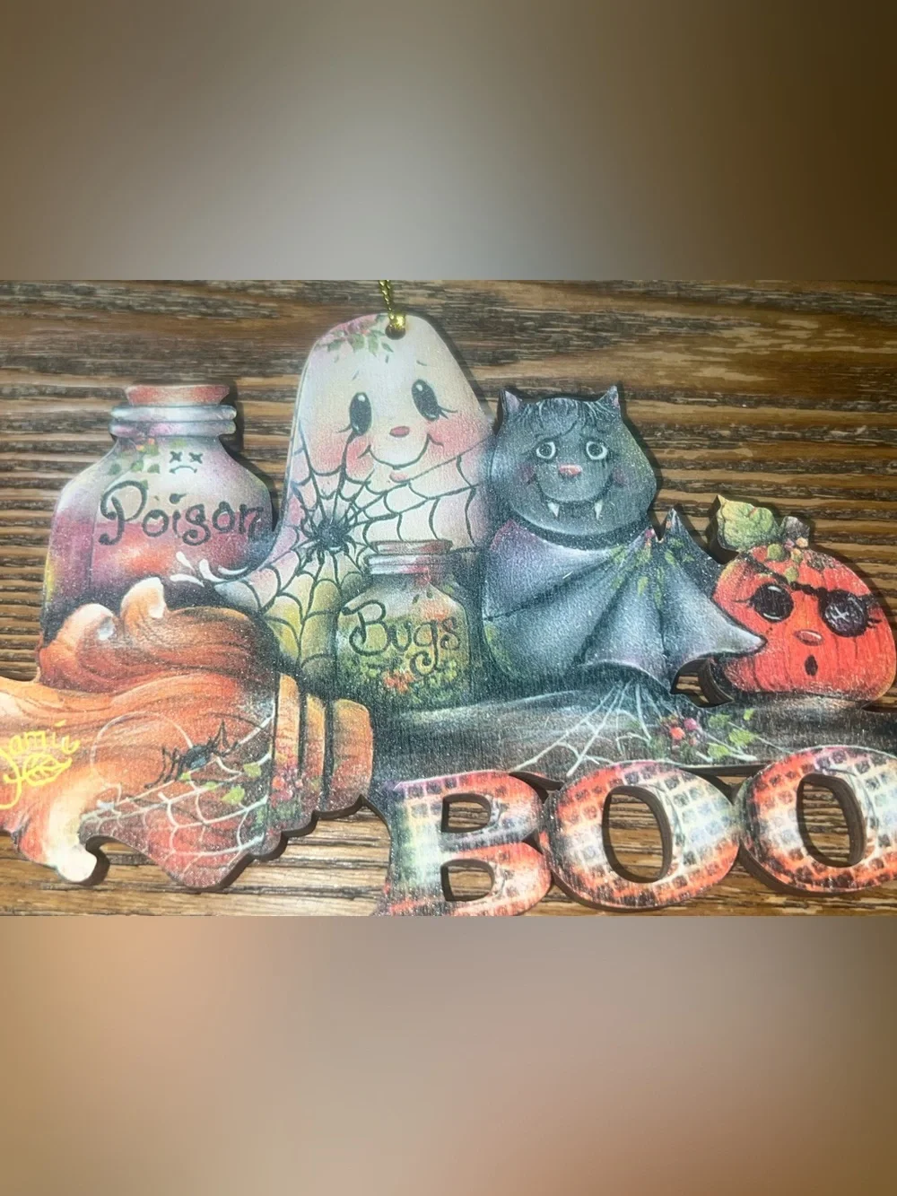 Brunhilda's Broom! Wooden Ornament by Jamie Mills-Price - Gently Used